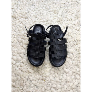 Girls Art Class Black Fisherman Sandals 13 (Little Girl) Platform Chunky Wedge